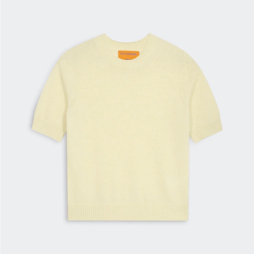 Guest in Residence Cashmere Sweater Tee in butter yellow size S